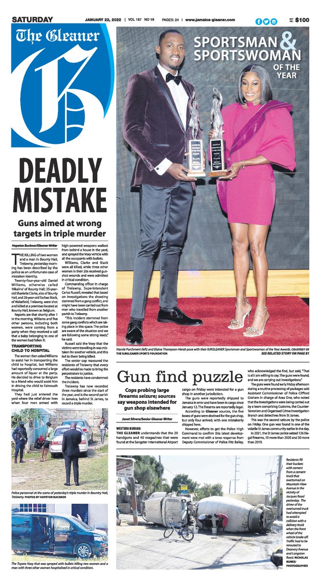 JamaicaGleaner's tweet photo. Saturday's front page of The Gleaner. Pick up a copy or read online: https://t.co/ZqbMy5FPHo https://t.co/Mo7Id1ay4M