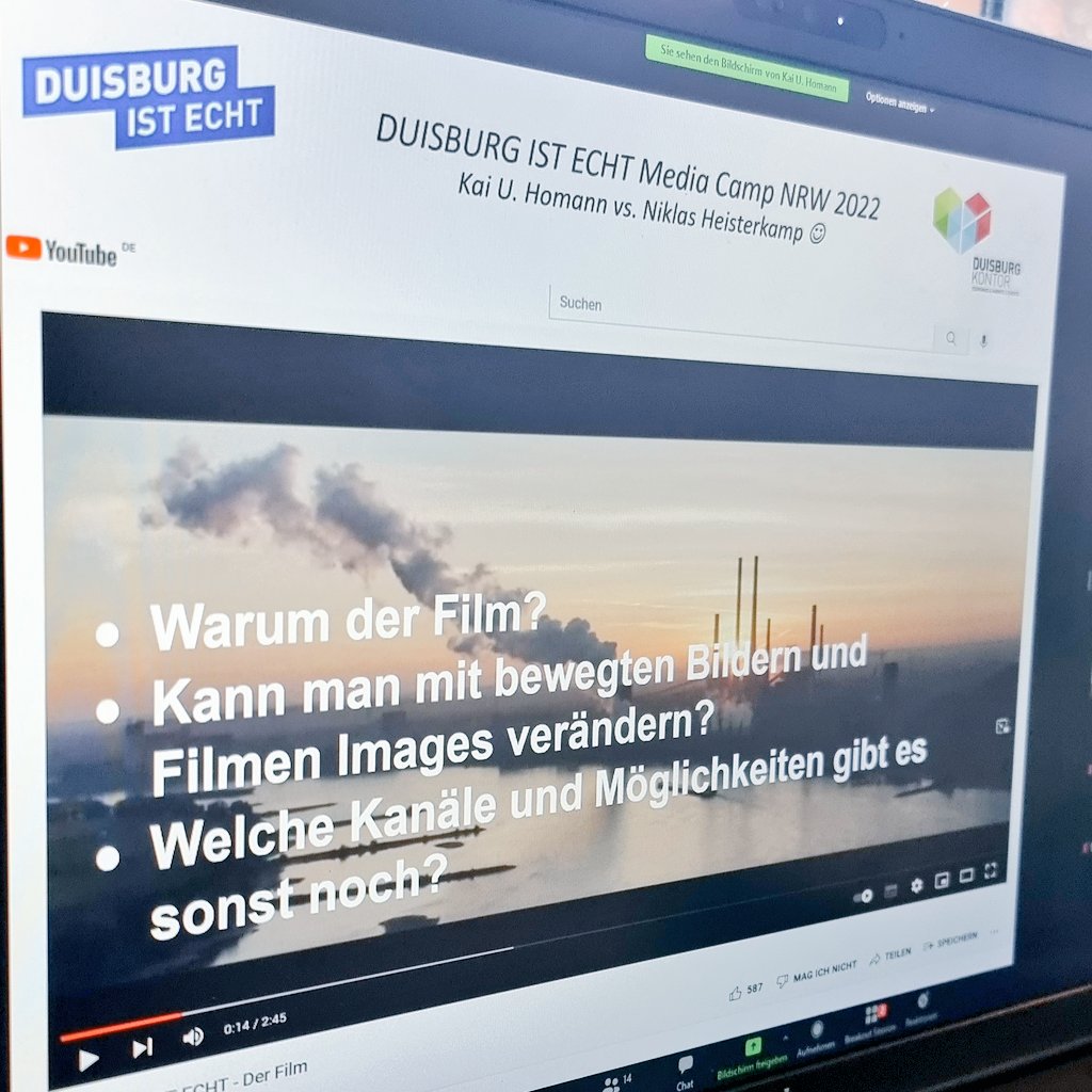 RuhrReporterin's tweet photo. Wie poliert man das Image der angeblich "unbeliebtesten Stadt Deutschlands" auf? Das Stadtmarketing von @duisburg_de erklärt die Kampagne #DuisburgIstEcht. 

#MediaCampNRW #MediaCampNRW22 #DuisburgKontor #CineHype https://t.co/pmgs5zyIKb