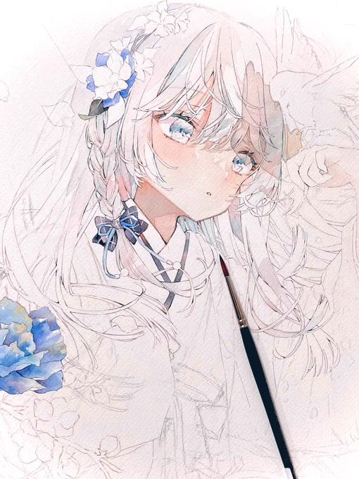 塗っています*wip
#透明水彩 #illustration 