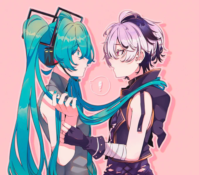 こう、無意識に好きな相手に しっぽを巻き付けるみたいな…ね?   #初音ミク #v_flower #イラスト