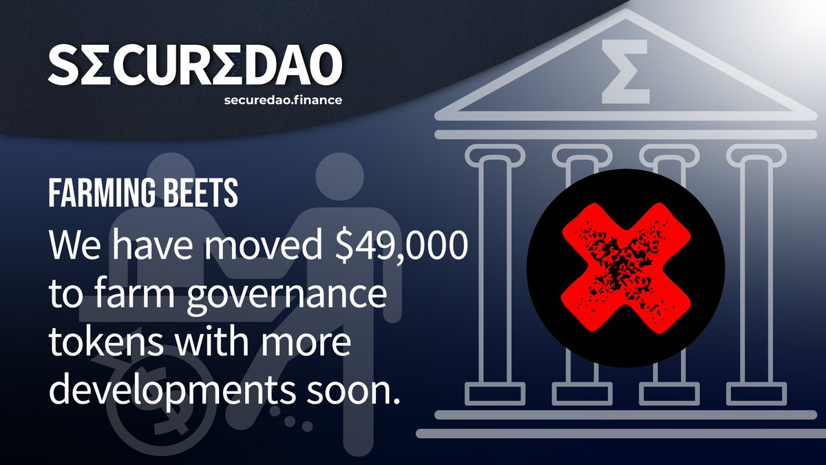 SecureDao's tweet photo. We continue to deploy our treasury in strategic ways to encourage long term growth of the protocol. By accumulating governance we can help shape the direction of the market makers that benefits us too. Hey @beethoven_x we are here to #Accumulate. 😎

#Fantom https://t.co/0pNAf0ILbh