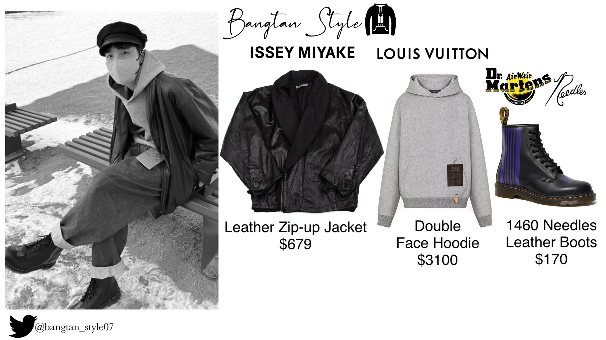 Bangtan Style⁷ (slow) on X: Twitter Post 210424 Hobi wears LOUIS VUITTON  Monogram Boyhood Puffer Leather Gillet ($7350). #JHOPE @BTS_twt   / X