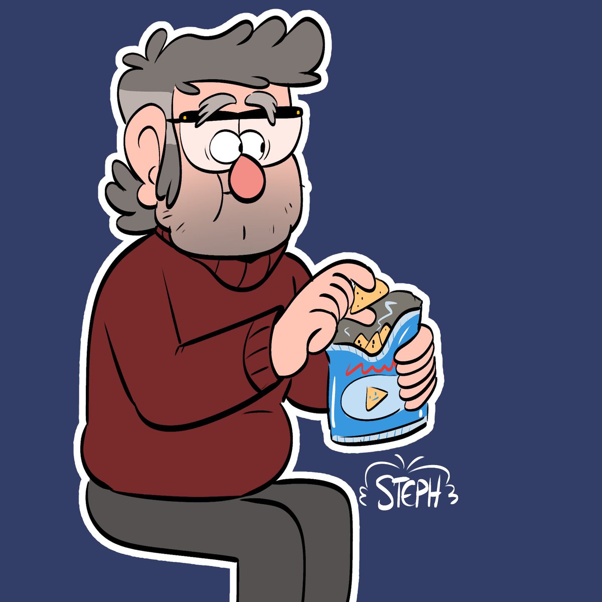HC Ford's happier and more relaxed. He sleeps more, and allows himself lots of jellybeans and snacks. So now Ford has a lil tum tum. 

Here's some chubby Ford

#GravityFalls #fanart #stanpines #fordpines 