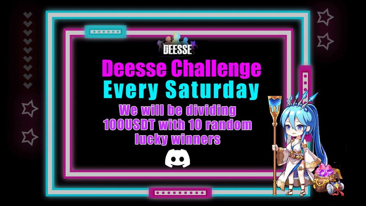 deesse_dao's tweet photo. 🔥DEESSE CHALLENGE🔥
 Join the DEESSE community and complete the challenge.
🚀We will be dividing 100USDT with 10 random lucky winners.
👏Discord community https://t.co/C0CAHCQFNB https://t.co/qhnHb90n8t