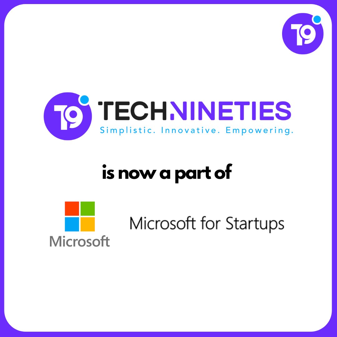 technineties's tweet photo. TechNineties is now a part of @msft4startups program. This program would help us immensely in scaling our IT infrastructure. https://t.co/9NQwx5rTFZ
