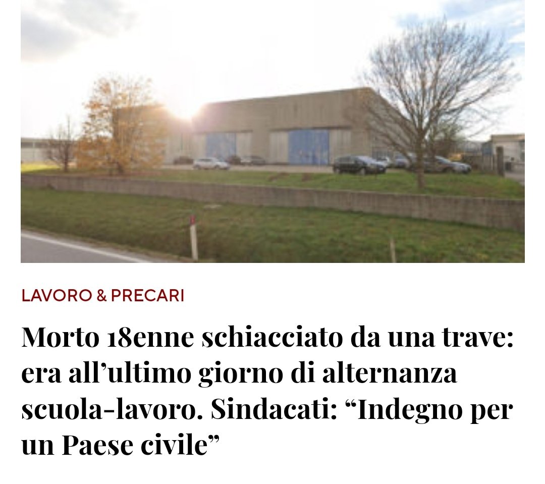 Doveva essere, l'alternanza scuola-lavoro, ripensata e rivista, se non del tutto abolita.
Invece continua e, tragicamente, fa vittime.
È giusto? La risposta la conosciamo già.