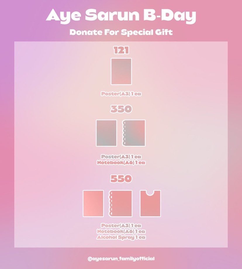 ayesarunfam's tweet photo. [Donate] Aye Sarun B-Day Project ✨🎁

https://t.co/qcBbwhOsTe

#ayesmile #ayesarun https://t.co/CGPaF0ab61