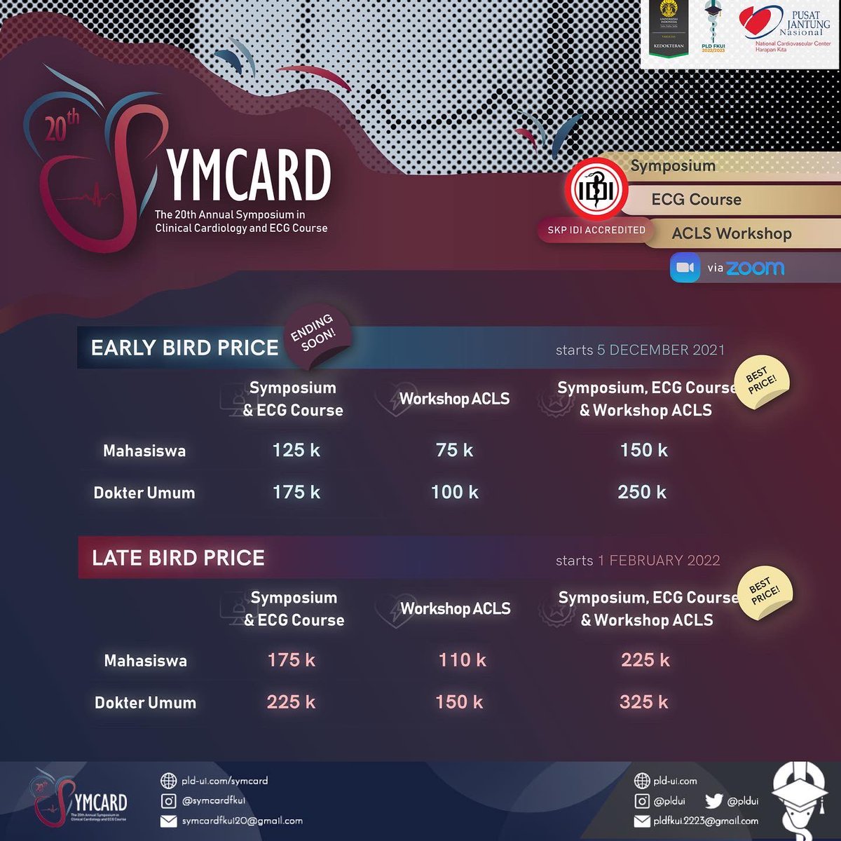 pldfkui's tweet photo. [20th SYMCARD]

The 20th SYMCARD bekerja sama dengan Departemen Kardiologi dan Kedokteran Vaskular FKUI mempersembahkan MAIN EVENT kami:
5 hari simposium, ECG course dan workshop ACLS yang membahas ilmu terkomprehensif kardiologi khusus untuk sejawat layanan primer

#PLDUI https://t.co/9lCDuBbEwk