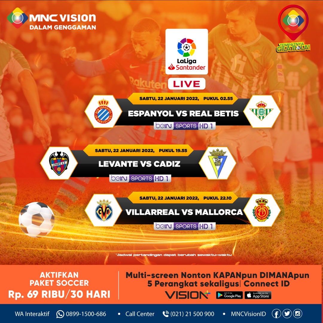 MNCVisionID's tweet photo. 🔥 PERTANDINGAN LA LIGA PEKAN KE 23 SEMAKIN MEMANAS!🔥

Saksikan Laliga mulai Sabtu, 22 Januari 2022 pukul 02.55 WIB secara LIVE di BeinSports 1 dengan kualitas HD hanya di MNC Vision! 🤩

Berlangganan Sekarang!
📱WhatsApp Interaktif 24 Jam: https://t.co/2S24NSkTBq https://t.co/qNQwIIayU8