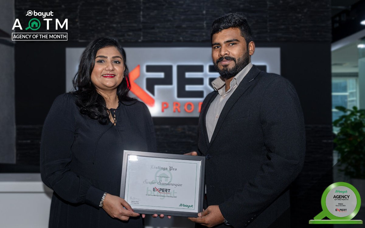 ExpertPropty's tweet photo. Sankar Soundararajan has been an excellent Listing Pro for the month of December and we want to thank him for promoting our homes!
Congratulations Shankar.
#expertagent #expertproperties #bayutawards https://t.co/7kOhmFfgEW
