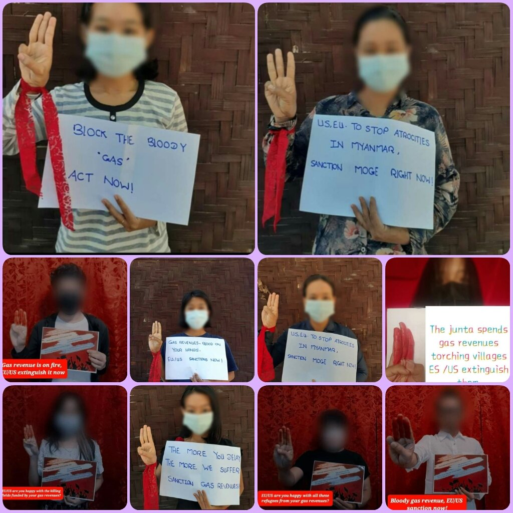 Myanmar Activists called on US <a href="/POTUS/">President Donald J. Trump</a> and EU <a href="/EUCouncil/">EU Council</a> to prevent from Junta's atrocities &amp; take strong effective action on Myanmar Junta by imposing sanctions on Burma's oil and gas industry (MOGE)
#TakeAction_NoMoreWords
#SanctionMOGE #2022Jan22Coup
#WhatsHappeningInMyanmar