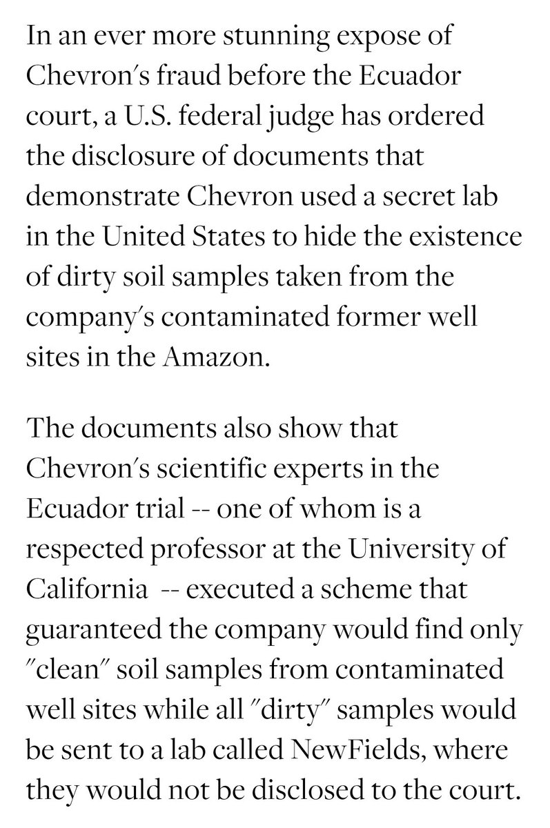 XenaMovieFans's tweet photo. No contamination found 🙈🙊🙉...when a multi-billion dollar corp chooses their own testing sites and magically sends dirty samples to an undisclosed lab for analysis. Yet somehow Donziger is the one serving time. 
FreeDonziger, @TheJusticeDept
@POTUS! 
#ChevronCleanup https://t.co/3N96mNc74E