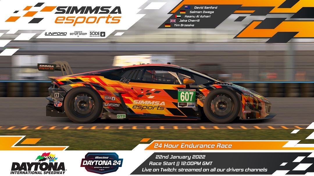 Special Event, 24 Hours of Daytona 🇺🇸

#66 Dallara P217 LMP2
Walton 🇩🇪 
Ooms 🇨🇦 
Banister 🇦🇺 
Azzam 🇨🇦 

#606 Lamborghini Huracán GT3 EVO
Rauer 🇩🇪 
Reinhart 🇩🇪 
Borell 🇩🇪 
Reunanen 🇫🇮 

#607 Lamborghini Huracán GT3 EVO
Sanford 🇳🇿 
Cherrill 🇬🇧 
Al Azhari 🇦🇪 
Owega 🇩🇪 
Brzeske 🇩🇪
