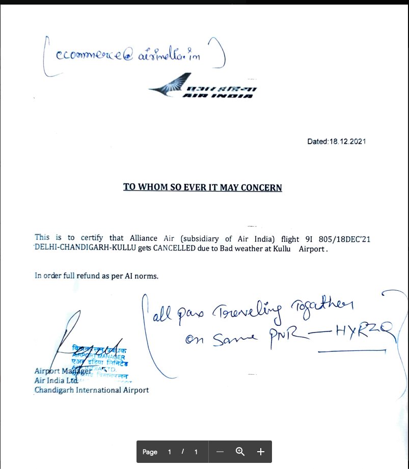 Shriram__V's tweet photo. FRUSTRATED: Our flight got cancelled and we were left stranded in Chandigarh airport. Upon which Air India staff promised us full refund with Authorised Letter, but we havent received any refund intitiation even after several mails to Air India customer support @airindiain https://t.co/qCHsjVfmMD