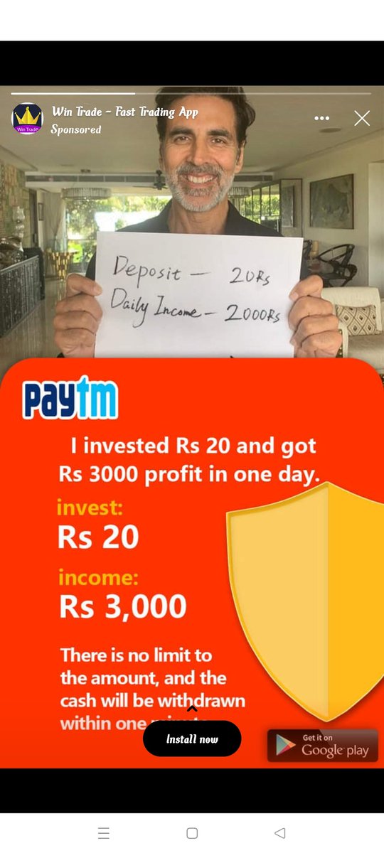 Neerajc16452000's tweet photo. I just want to ask @akshaykumar do you really promote this type of application. If yes then no comments from my side if no then please take necessary action against them.
#wintrade #Applications https://t.co/ewa1wDPIsv