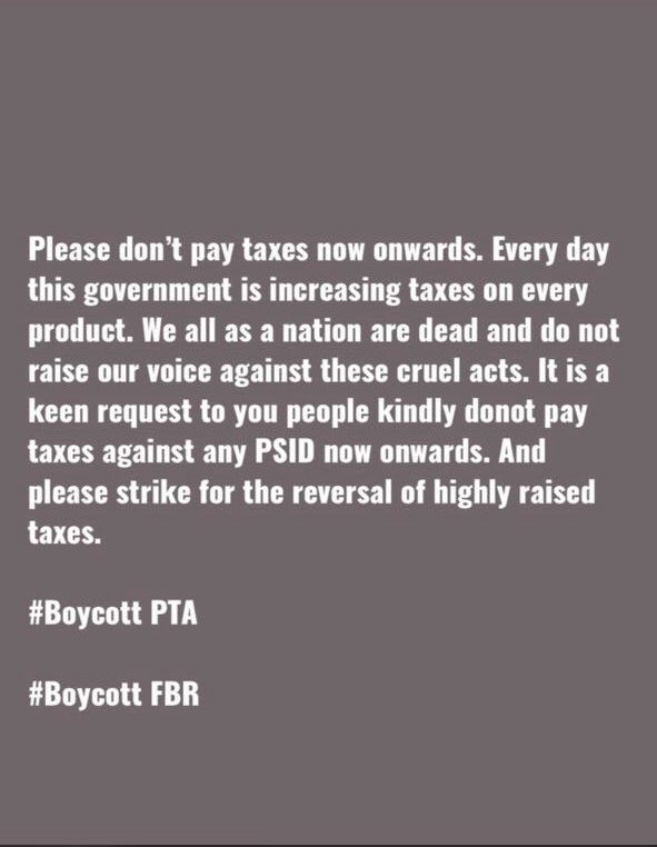 sohaib_Pmln's tweet photo. #BoycottPTA
#boycottFBR https://t.co/0Fft2DLNbC