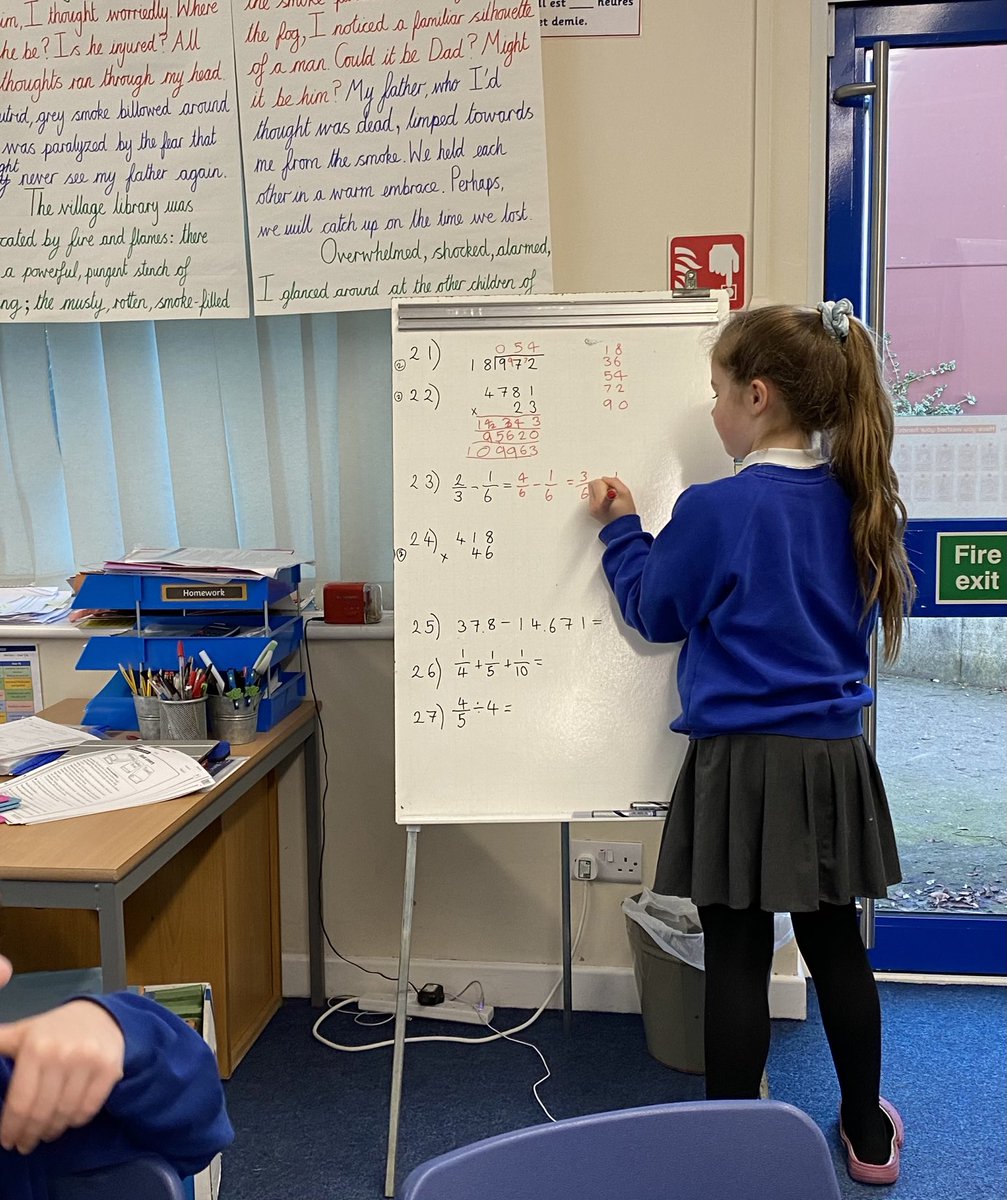 WarterPrimary's tweet photo. We had a new teacher in #Merlins today… Here she is teaching her method of simplifying fractions #WarterMaths #WeLoveMaths https://t.co/ymuFMhhTyT