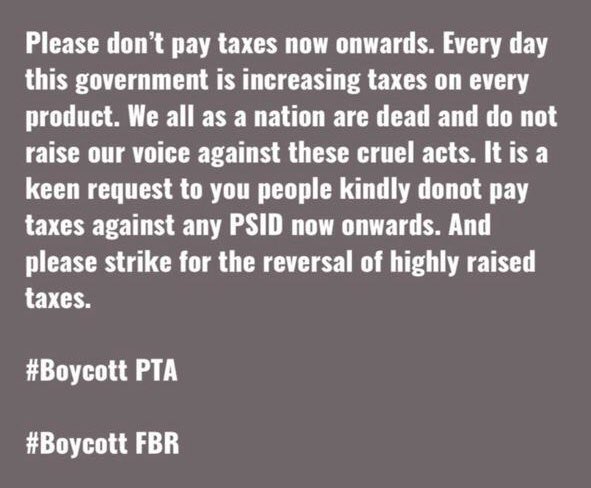 sohaib_Pmln's tweet photo. #BoycottPTA
#boycottFBR https://t.co/3UxiFczjnF