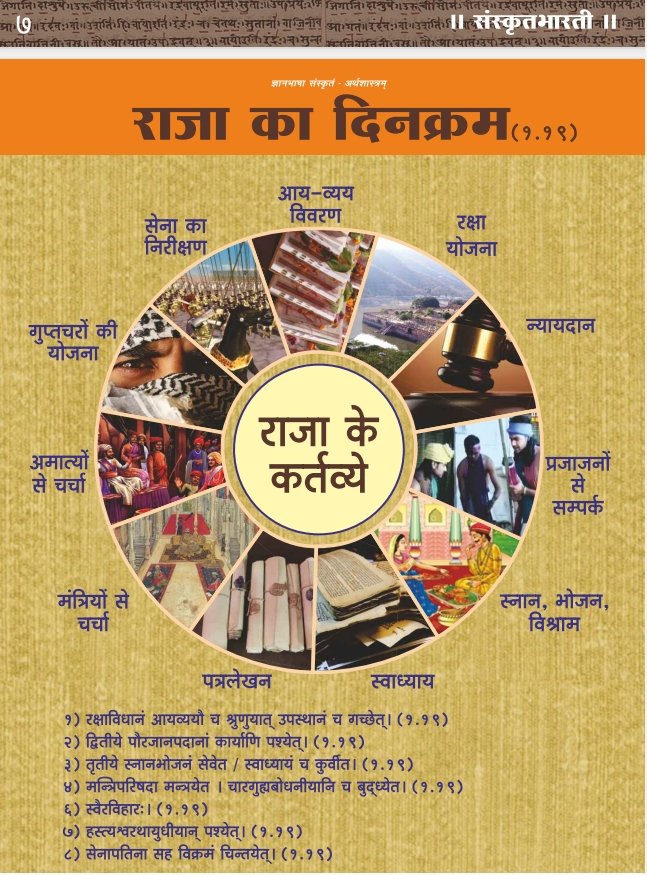 SSingh88280581's tweet photo. राज्ञः दिनक्रमः कथं भवेत् इति विषये कौटिल्यः अर्थशास्त्रे एवं लिखति। 
#संस्कृत #Sanskrit #Samskrit #knowledge #Economics #Sanskrit4youth #ज्ञानभाषा #वार्तावली #संस्कृतवार्ताः #संस्कृत_मांगे_न्याय https://t.co/M6FFJ2uSSH