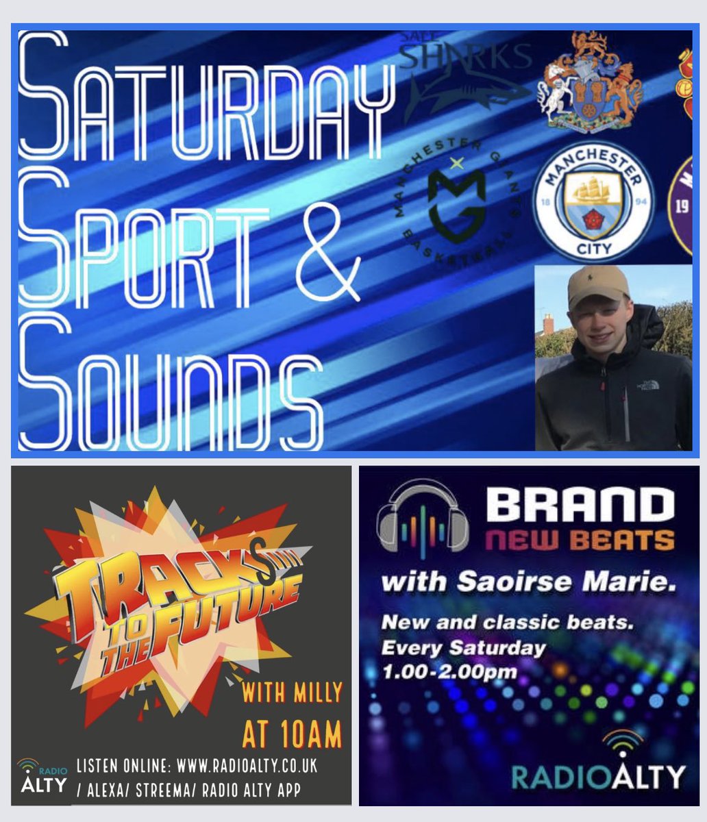 RadioAlty's tweet photo. Saturday’s on RadioAlty look like this…

Milly with #Trackstothefuture - 10am @DanielB16278348 with #SaturdaySportandSounds at midday @Saoirse_Mariee at 1pm - #BrandNewBeats.  

https://t.co/avmIQb4eiC - Online, on the apps, on Alexa and Streema - this is RadioAlty https://t.co/sOfVTjbtey