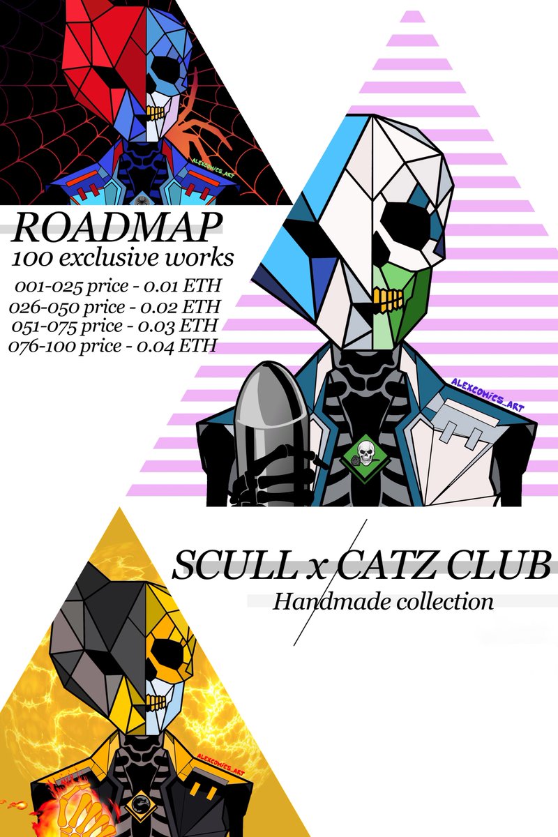 ALEXLEADERART's tweet photo. Hi guys, I have some interesting news for you. I'm working on a new exclusive @nft collection consist of 100 handmade arts.

•PHAZE 1
025/100 price - 0.01 ETH
•PHAZE 2
050/100 price - 0.02 ETH
•PHAZE 3
075/100 price - 0.03 ETH
•PHAZE 4
100/100 price - 0.04 ETH https://t.co/TQaSrHQlus