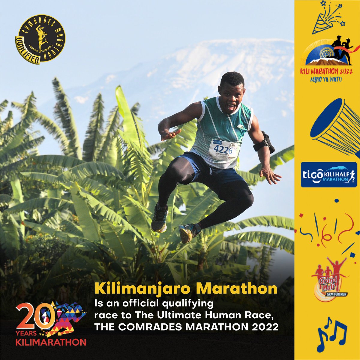 KiliMarathon's tweet photo. Guess who’s jumping with joy for making it as a qualifier to the Comrades Marathon? Maybe you!
The Comrades Marathon is an 90 km ultramarathon run annually in the Kwazulu-Natal Province of South Africa.
Visit https://t.co/rwWPDrOk3M for more information.
#20yearsofkilimarathon https://t.co/4r8GcuhDAY
