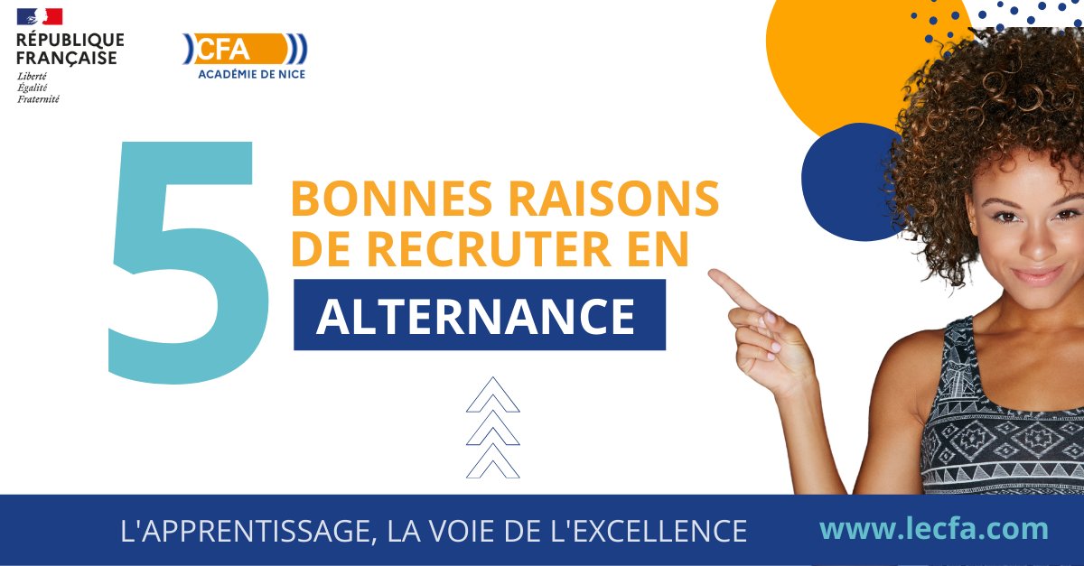 CFA RAN (@rancfa) on Twitter photo 1⃣Transmettre son savoir-faire
2⃣Recruter des profils variés (à moindre coût)
3⃣Bénéficier d'aides à l'embauche
4⃣Les alternants ne sont pas comptés dans les effectifs
5⃣Tester un candidat et le former selon des besoins spécifiques
lecfa.com ▶ #AlpesMaritimes #Var 1⃣Transmettre son savoir-faire
2⃣Recruter des profils variés (à moindre coût)
3⃣Bénéficier d'aides à l'embauche
4⃣Les alternants ne sont pas comptés dans les effectifs
5⃣Tester un candidat et le former selon des besoins spécifiques
lecfa.com ▶ #AlpesMaritimes #Var