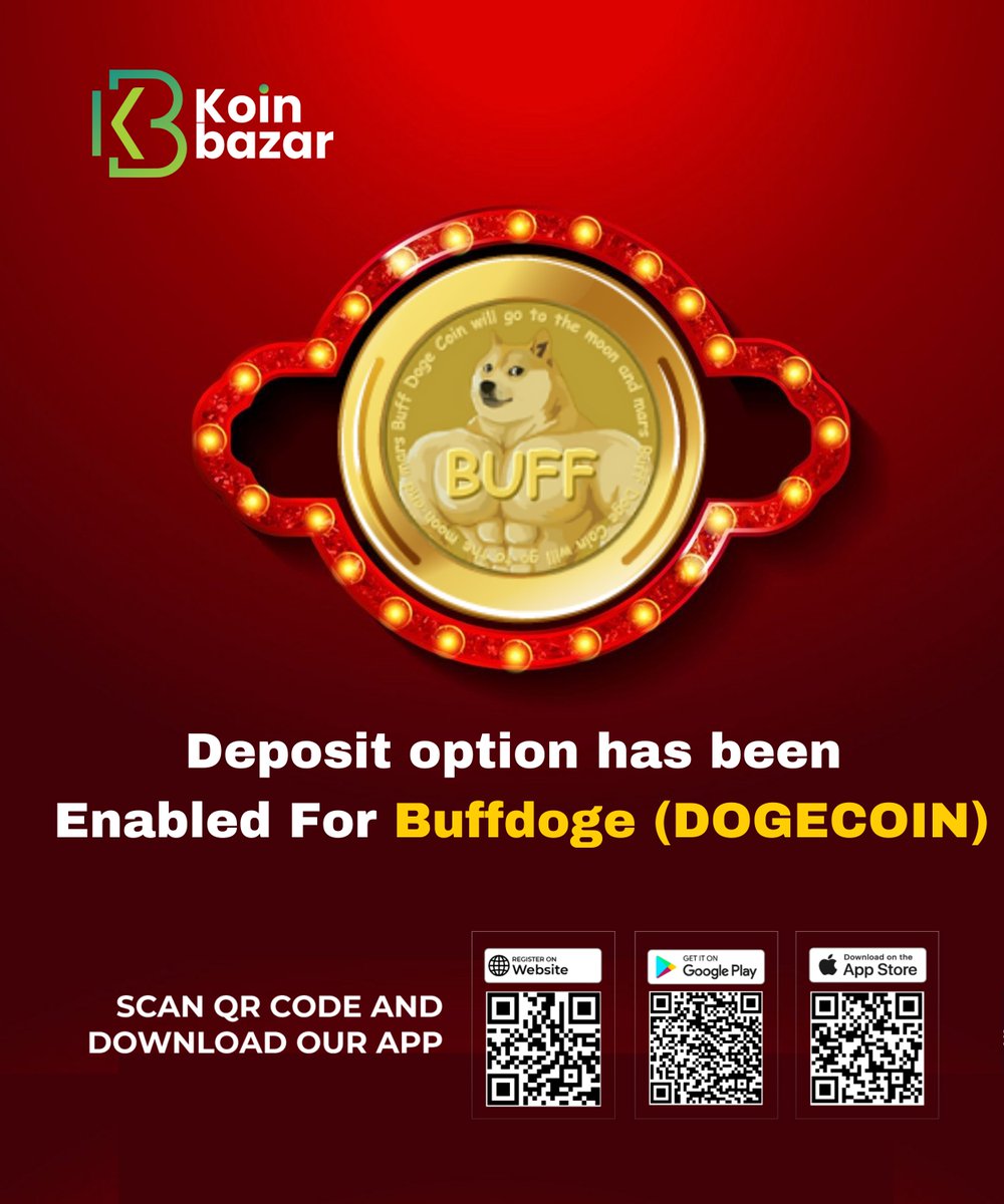 📢Dear Koinbazar Community,

We are delighted to inform you that the deposit options for Buffdoge (DOGECOIN) (<a href="/buffdogecoin/">Buff Doge Coin</a>) has enabled now on Koinbazar🥳

Dogecoin trade pair will be enabled in the INR, USDT markets on Jan 22, 2022 at 11:30 AM (UTC).