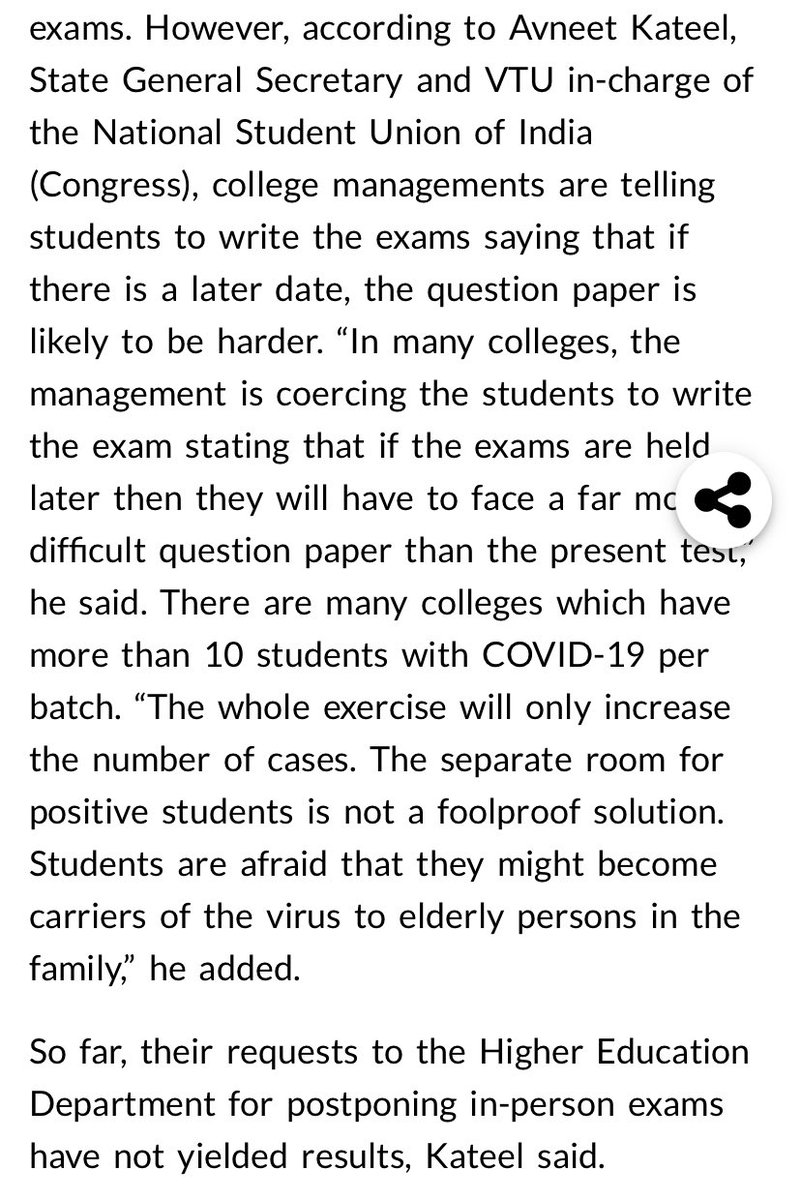 anvith_kateel's tweet photo. Statement on @thenewsminute Regarding the increase in covid cases in most of the Engineering Colleges &amp; conduction of offline internals. https://t.co/mgDIKiIJg5