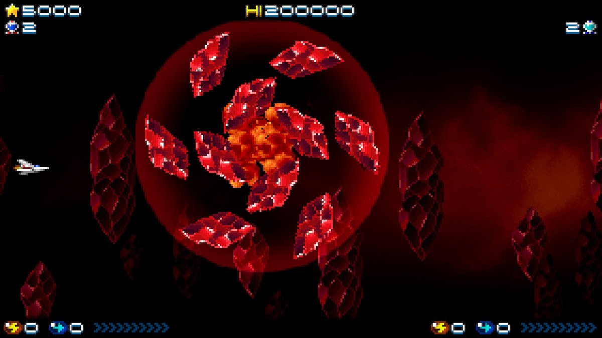 elias0roa's tweet photo. So @CalvinWieland, I think this boss in Super Hydorah was damn hard because it had a ton of health for 2-player mode. I literally defeated it within 30 seconds of using a different primary and secondary we never had. #JanuarySelect #NintendoSwitch https://t.co/32x5El0WDX