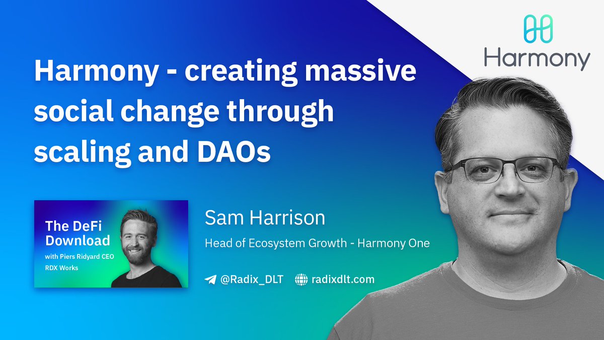 Radix - Radically Different DeFi (@radixdlt) on Twitter photo ๐๏ธNew DeFi Download Podcast๐๏ธ
This week <a href="/PiersRidyard/">Piers Ridyard</a> is joined by the Head of Ecosystem Growth at <a href="/harmonyprotocol/">Harmony ๐</a>, <a href="/samuelpharrison/">Samuel Harrison</a>!
๐ go.radixdlt.com/HarmonyAudio
๐ go.radixdlt.com/HarmonyVideo
$XRD $ONE ๐๐ ๐๏ธNew DeFi Download Podcast๐๏ธ
This week <a href="/PiersRidyard/">Piers Ridyard</a> is joined by the Head of Ecosystem Growth at <a href="/harmonyprotocol/">Harmony ๐</a>, <a href="/samuelpharrison/">Samuel Harrison</a>!
๐ go.radixdlt.com/HarmonyAudio
๐ go.radixdlt.com/HarmonyVideo
$XRD $ONE ๐๐