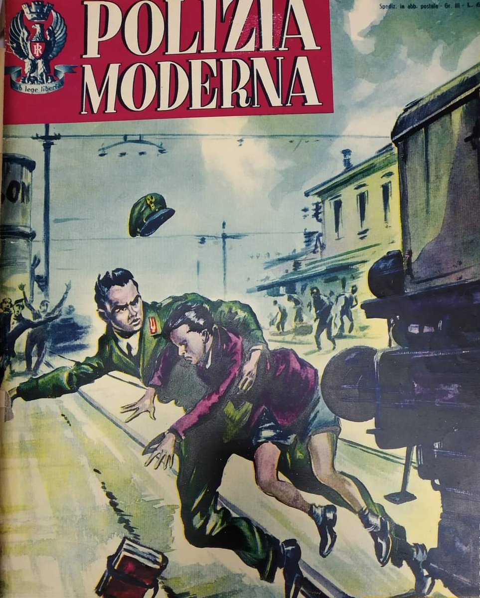 Agente_Lisa's tweet photo. #accadenel1952  Guardate che meraviglia questa copertina di Poliziamoderna, l'illustratore, esattamente come avverrebbe oggi con il cellulare, è riuscito a rappresentare il concitato salvataggio di Valerio da parte della guardia di P.S. Lino Semeria. https://t.co/YUDE2E1rUC https://t.co/dW2nnlpGTH