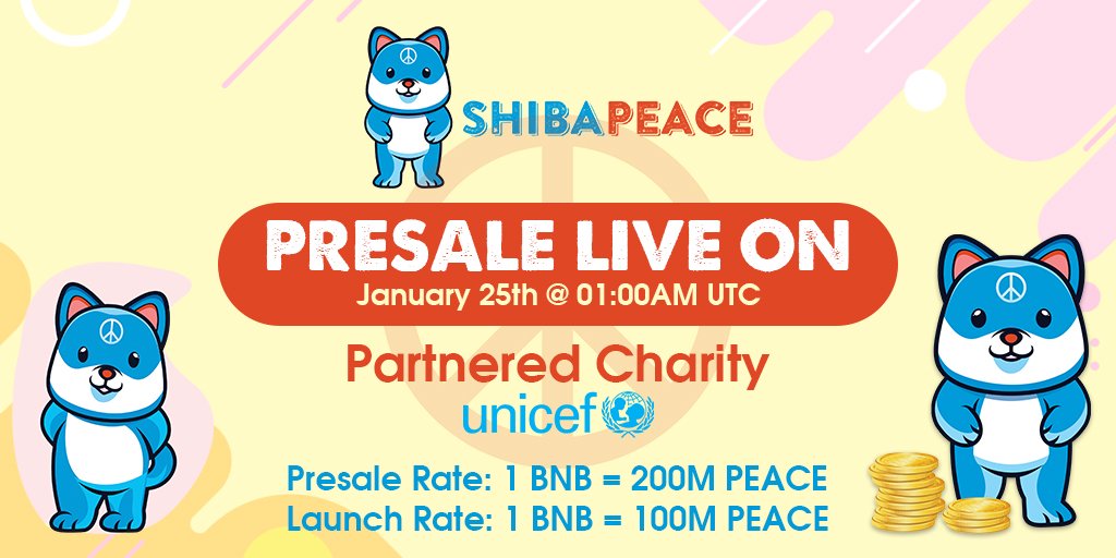500XGems's tweet photo. ShibaPeace ($PEACE) ☮️☮️

BUY: PinkSales (https://t.co/8oYtg26CkB)

✅ Tech Audit Audited &amp; KYC
🔒 LQ Locked 10 YEARS
🍀 Massive Monthly Lottery
🖼️ NFT Collection
🎮 Play-To-Earn Game Ecosystem
🔀 In-House Exchange

Socials:
💬  https://t.co/oAsDuclaux
🌐  https://t.co/4NgZSHs7aM https://t.co/sOXRFhLQ2a
