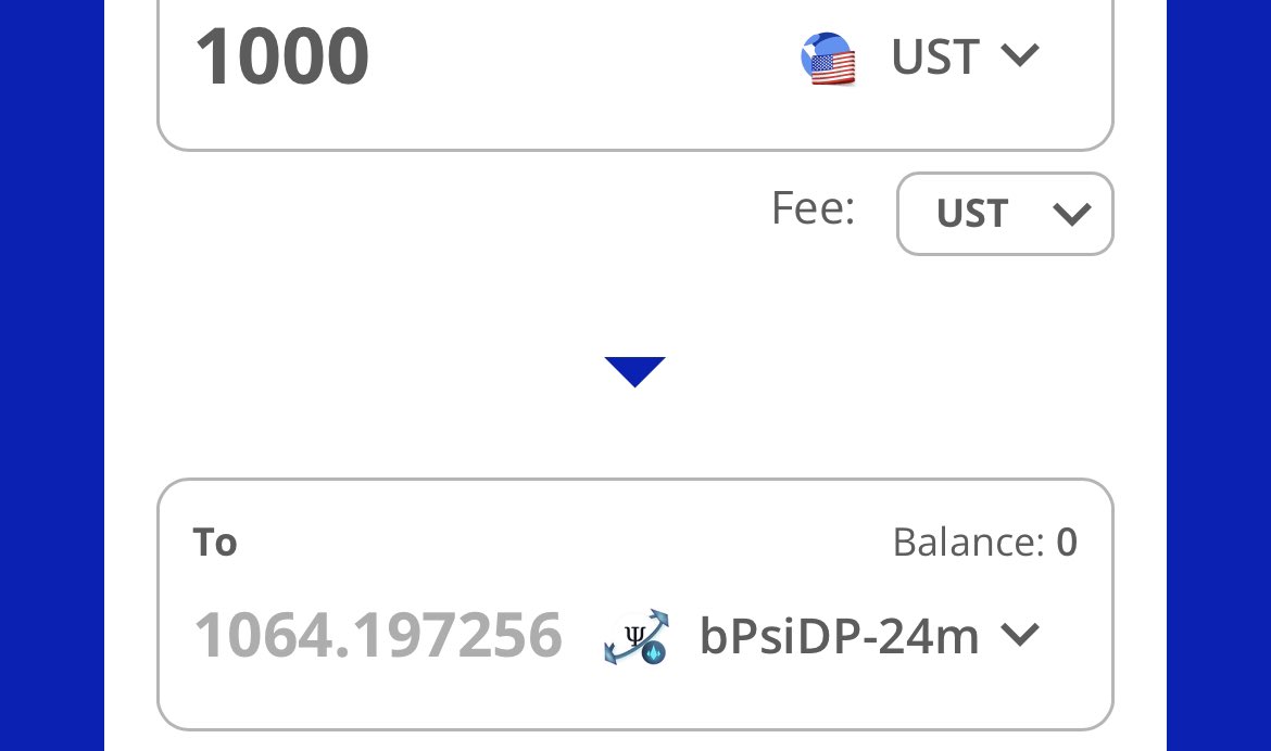 Cephii1's tweet photo. Free money arb on terraswap on bPSIDP-24. Swap back when volatility goes down. https://t.co/zs6RZCHFxH