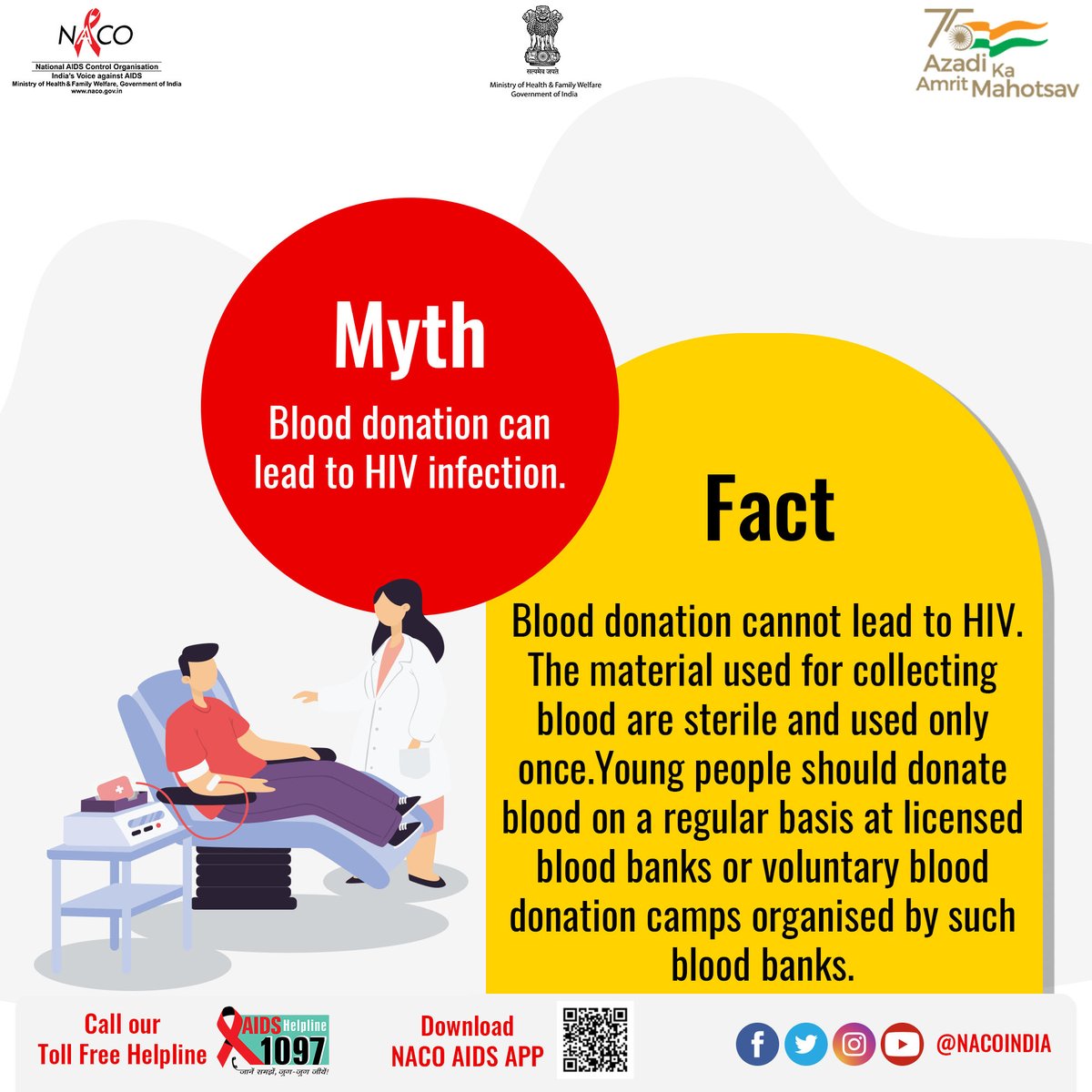 NACOINDIA's tweet photo. Donating blood can save someone’s life. #DonateBlood.

@mansukhmandviya @DrBharatippawar @MoHFW_INDIA @PIB_India 

#BustTheMyth #KnowHIV #BloodDonation https://t.co/ltGk007blJ