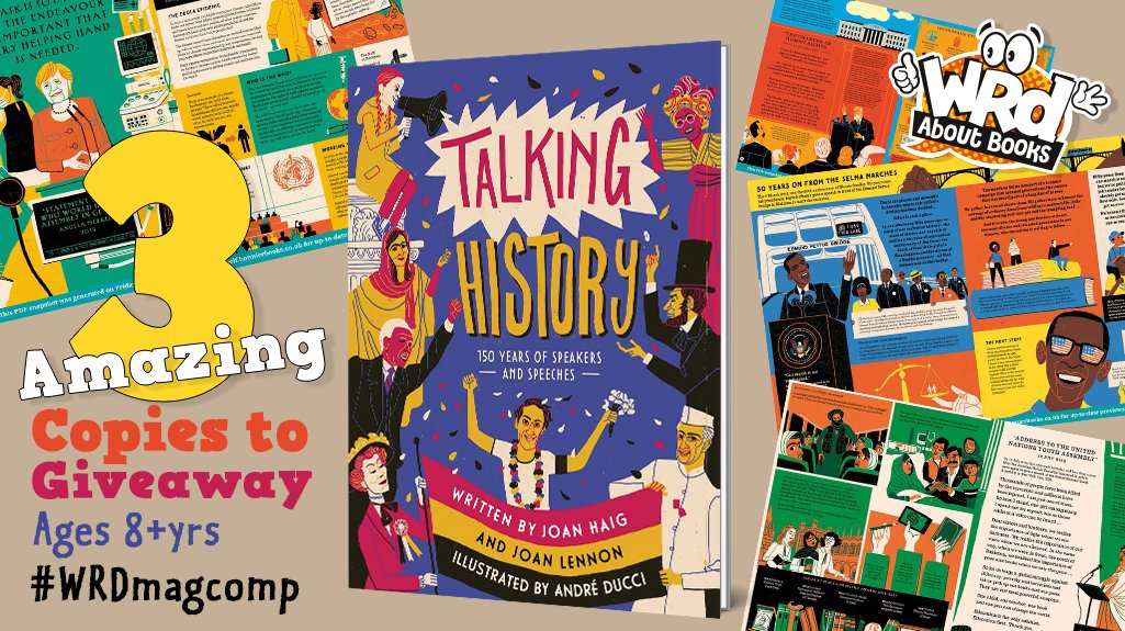 We have 3 VIBRANT copies of #TalkingHistory by <a href="/joanhaigbooks/">Joan Haig</a> &amp; André Ducci to WIN 😃
150 yrs of speeches that helped shape our societies today. These speakers made their voices heard and now more than ever, we need to listen. 
To enter RT/Flw by 28 Jan 
#WRDMagComp <a href="/templarbooks/">Templar Books</a>