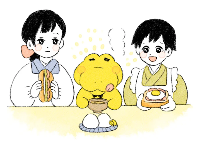 イサミさん、読んでくださってありがとうございます!可愛いファンアートまで…!
パンばかり描いてると和食が恋しくなるので、イサミさんが描かれている「29時の朝ごはん」がとっても好きです🍙お味噌汁とおにぎりは正義✨ https://t.co/ZNCl6l3J7n 
