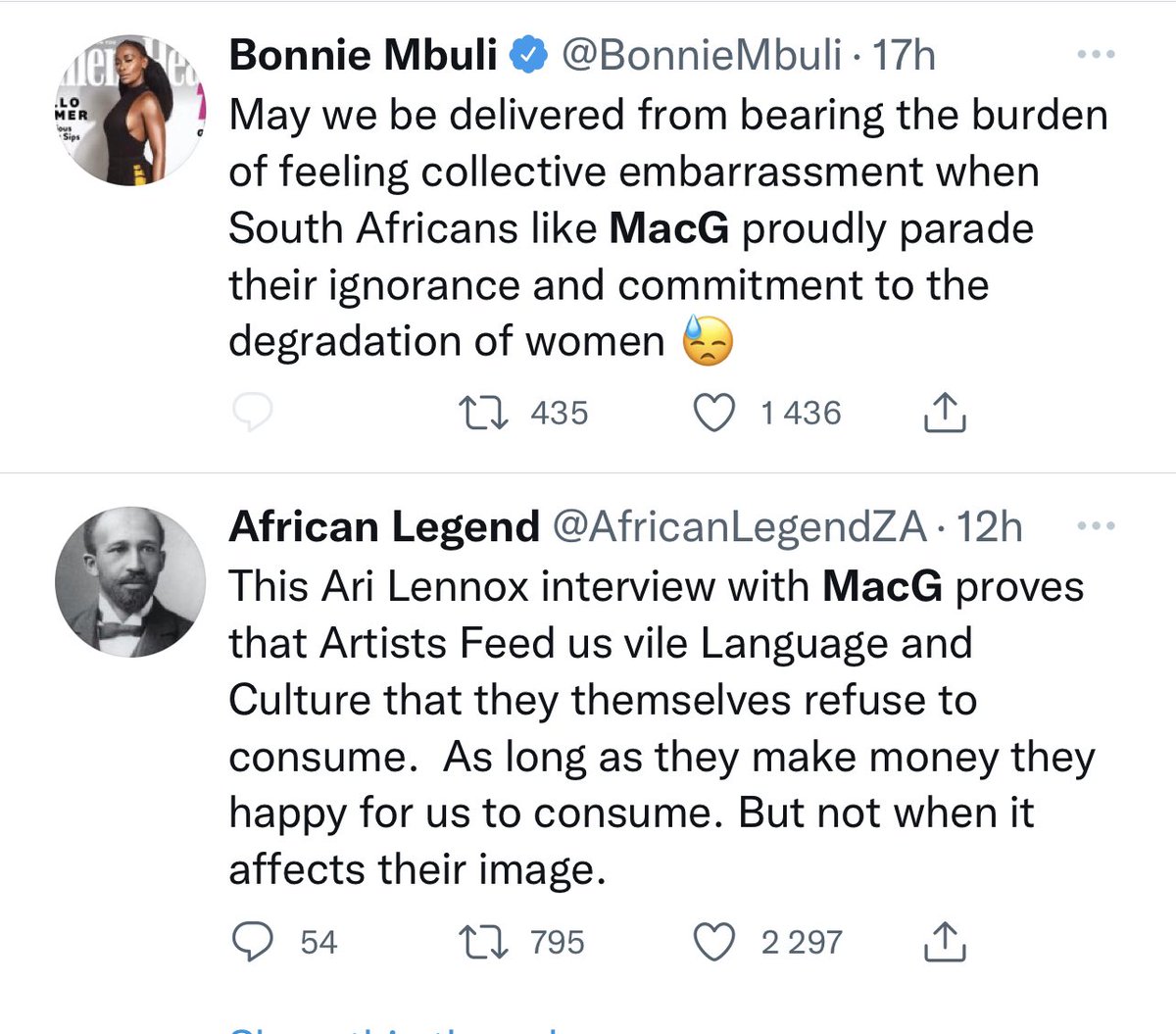 PhilMphela's tweet photo. Two statements, from both sides of the topic … 

Interesting takes on the MacG and Ari Lennox saga. https://t.co/9IHHiZj4D1