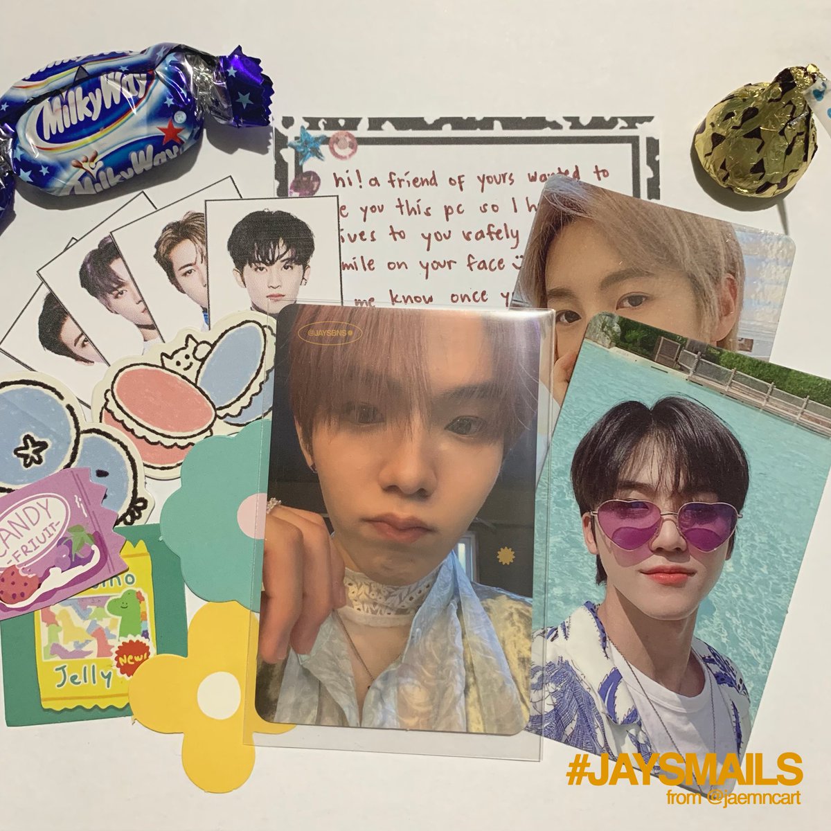 JAYSBNS's tweet photo. κ° π #JAYSMAILS !β κ± @jaemncart
thank you for making sure that shotaro came home quickly and safely !! the packaging was super cute and the freebies were great β‘Μ
β
thank you rin @ethansamalamig , love u kahit offeran ako ni tita ng 10M di ko kukunin
π§Έ #jaemnthanks !β https://t.co/Pw8zhGDbVE