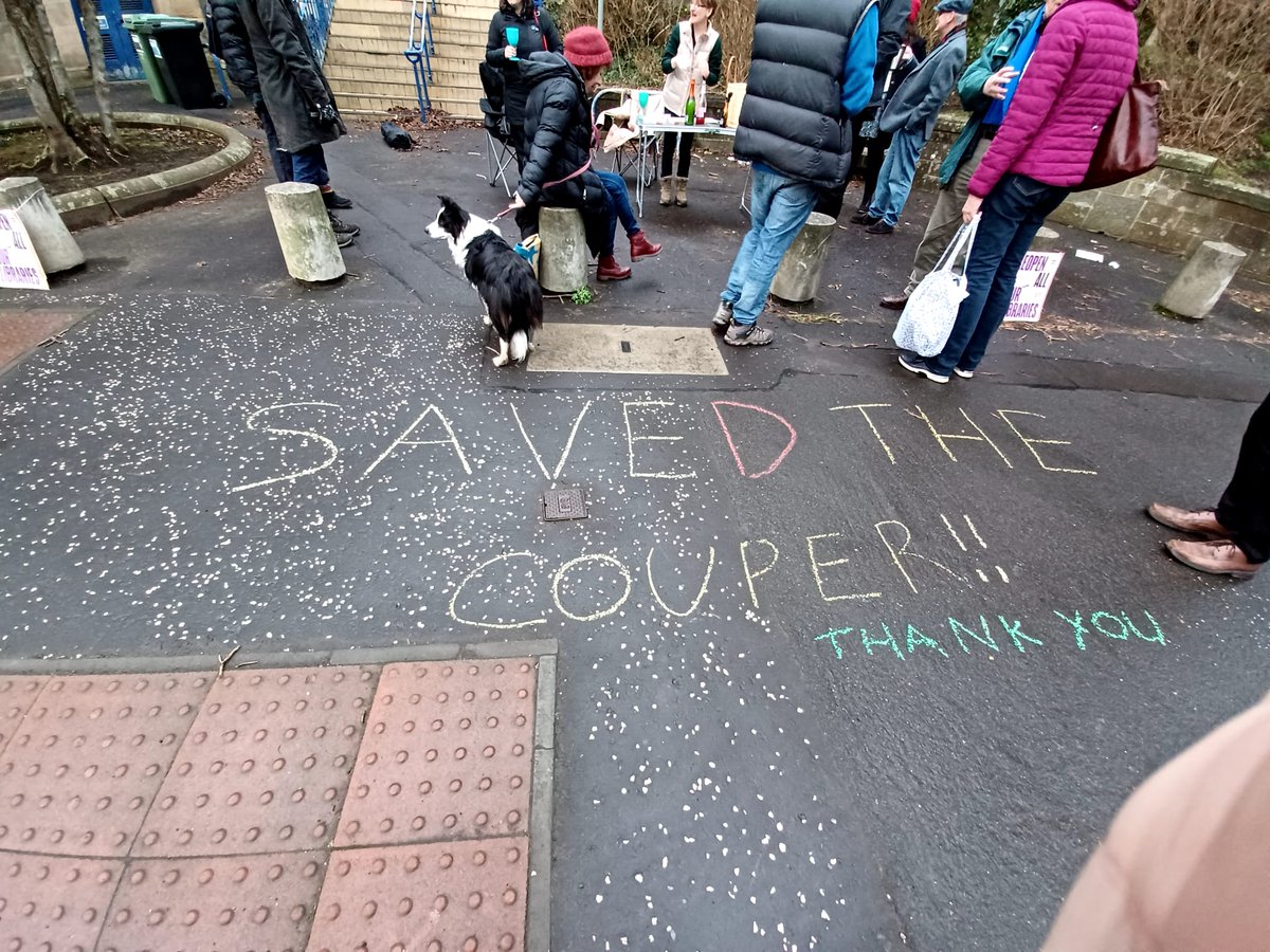 KirstieCusick's tweet photo. Celebrating the good news at the last read-in @CouperSave #SaveGlasgowLibraries https://t.co/wSMH16G1Y6