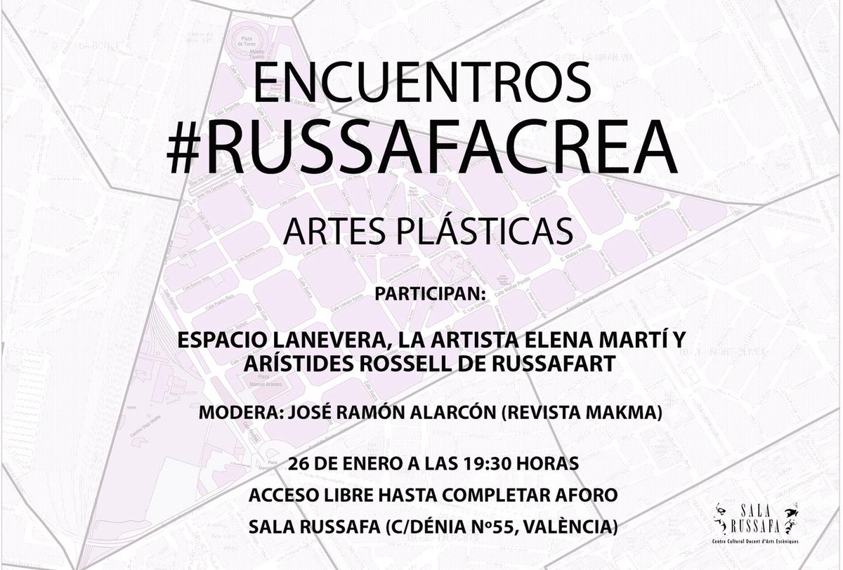 JRAlarconSM's tweet photo. ❗️Será una venturosísima prez tener ocasión de dialogar, en representación de @revistamakma, en torno de la idiosincrasia artística y cultural del barrio de #Ruzafa –en una nueva edición de los Encuentros #RussafaCrea organizados por @salarussafa– con una compañía tan sugestiva👇 https://t.co/XfE6VeNQjT