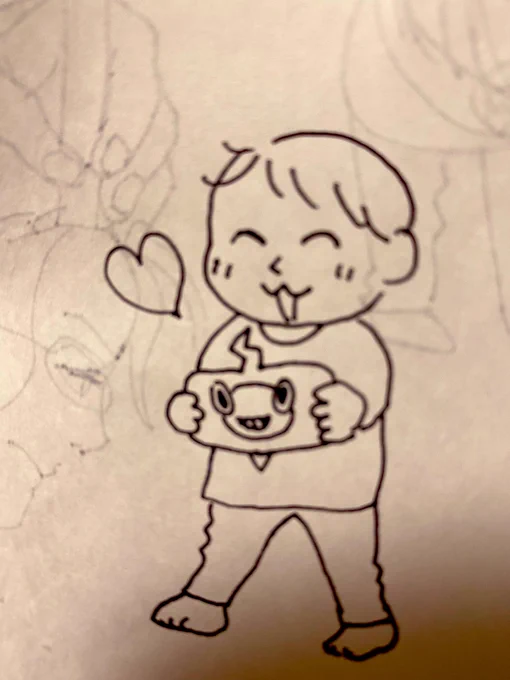 お絵描きしてたら息子もかいて!って言われたのでかきかき。久々に見たけどかわいいやん。 