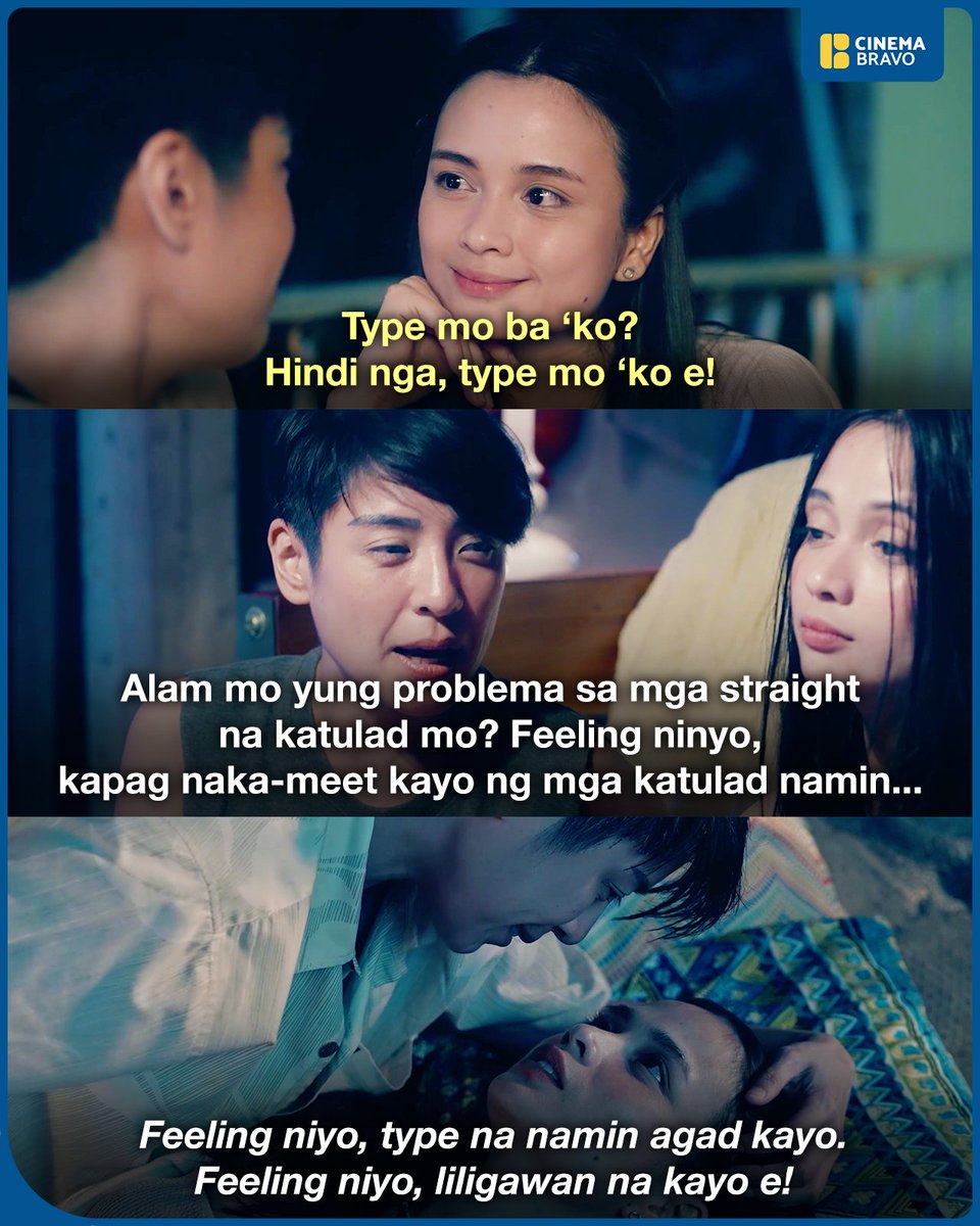 cinemabravoph's tweet photo. @realrhen: "Hindi nga, type mo 'ko e!"

@rita_martinez10: "Alam mo yung problema sa mga straight na katulad mo? Feeling ninyo, kapag naka-meet kayo ng mga katulad namin, type na namin agad kayo, liligawan na kayo."

🎬 Lulu (Season premiere January 23 on @VivamaxPH) https://t.co/qdPJEkQkj1