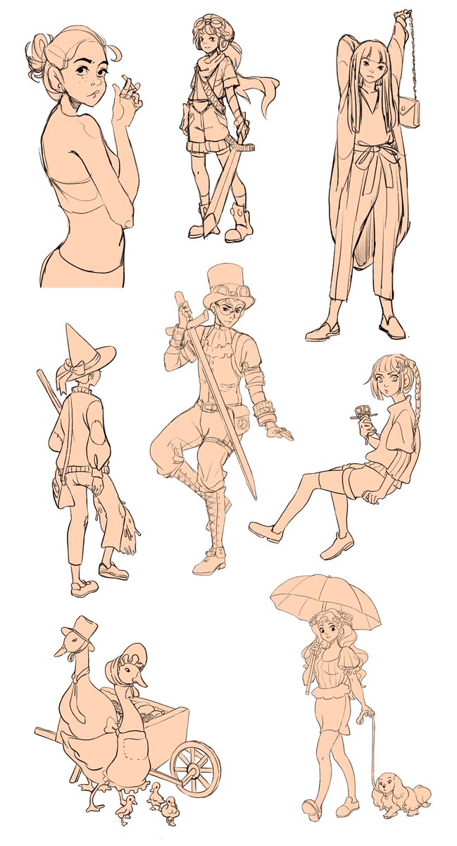 I'm challenging myself to do a sketch a day because I tend to rush the sketch stage because I like colouring most! Here's some of the first sketches from this month so far ☺️ 