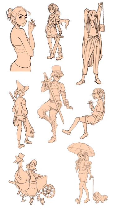 I'm challenging myself to do a sketch a day because I tend to rush the sketch stage because I like colouring most! Here's some of the first sketches from this month so far ☺️ 