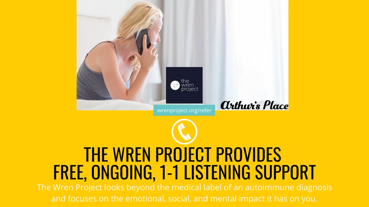 ArthursPlaceUK's tweet photo. https://t.co/UPHPxvSxWx Click the link to access the @wren_project referral form. We are so very proud to be partnered with them here at Arthur's Place 🤝🥰📲
#wrenproject #thewrenproject #listening #poweroflistening #121 #support #autoimmune #autoimmunearthritis https://t.co/ClFUcUOmu6