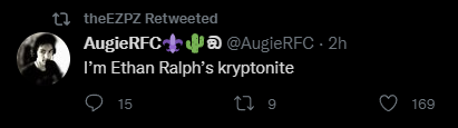 Lazarus939's tweet photo. @theEZPZ1 You retweeted one of his blood enemies, that's what got you that 4th block. I'm dead serious, Ralph is THAT thin-skinned. https://t.co/xu6b8WpEjc