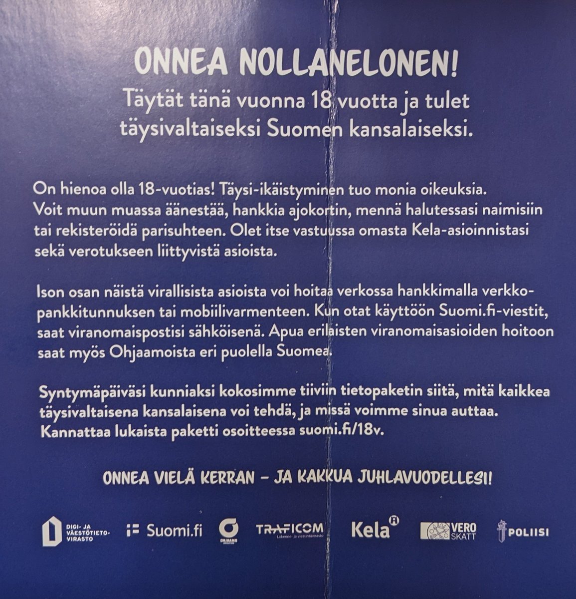 mpjvirta's tweet image. Tänä vuonna 18 täyttävät saavat eri tahojen allekirjoittamaan onnittelukirjeen, mikä on kiva juttu. Mutta voiko Suomessa vielä rekisteröidä parisuhteen? @DVVfi