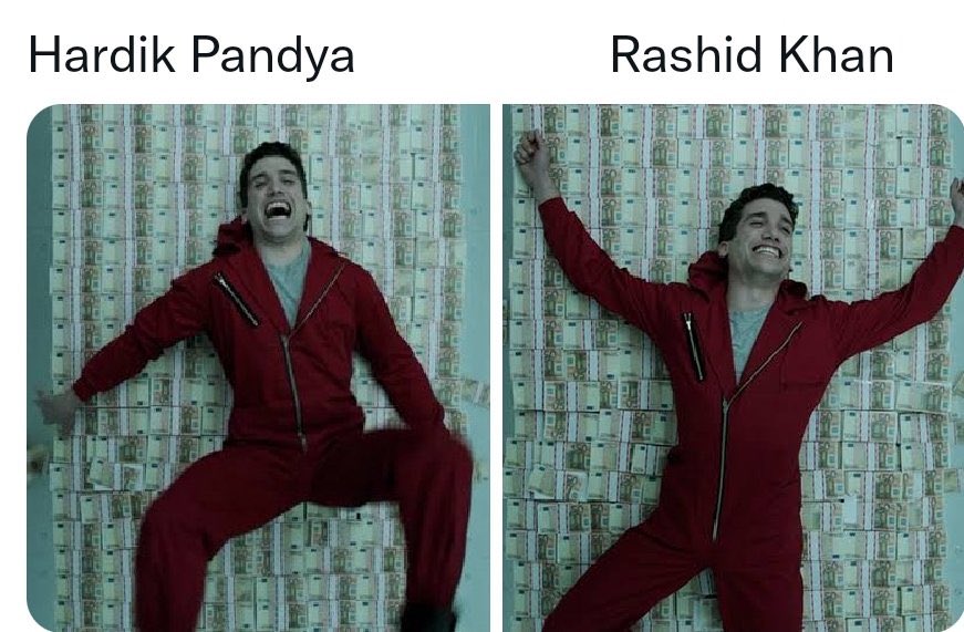 Gujaratitans's tweet photo. Hardik Pandya and Rashid Khan rn 😂🔥 #HardikPandya https://t.co/Y2Ffv2u4LR