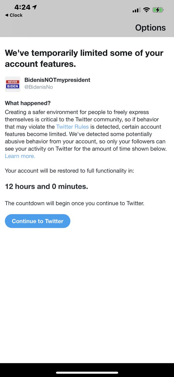 BidenisNo's tweet photo. Uh oh. #Twitter thinks I've be to offensive to @HowardStern   You know the guy who wished death on millions of AMERICANS. F^ck him and Twitter. https://t.co/Q5y6oALY0l